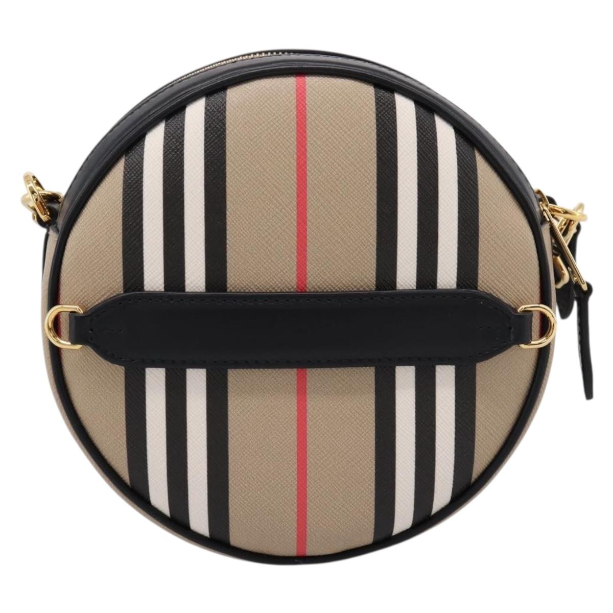 BURBERRY Nova Check Icon Stripe Louise Bag PVC 2way Beige 8051846 Auth SW2764M