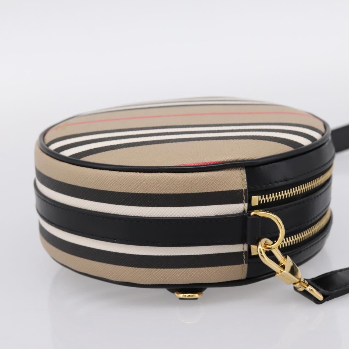 BURBERRY Nova Check Icon Stripe Louise Bag PVC 2way Beige 8051846 Auth SW2764M