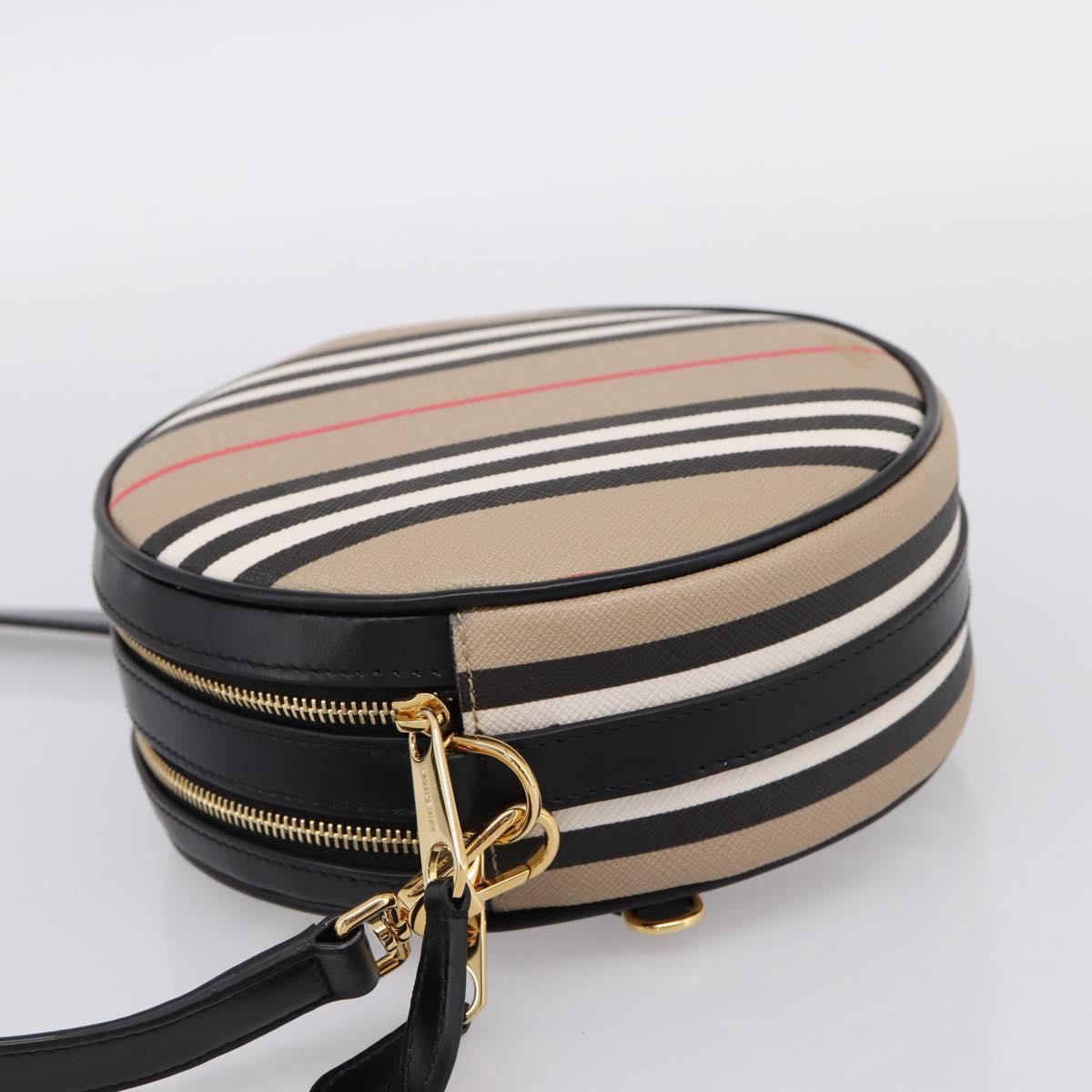 BURBERRY Nova Check Icon Stripe Louise Bag PVC 2way Beige 8051846 Auth SW2764M