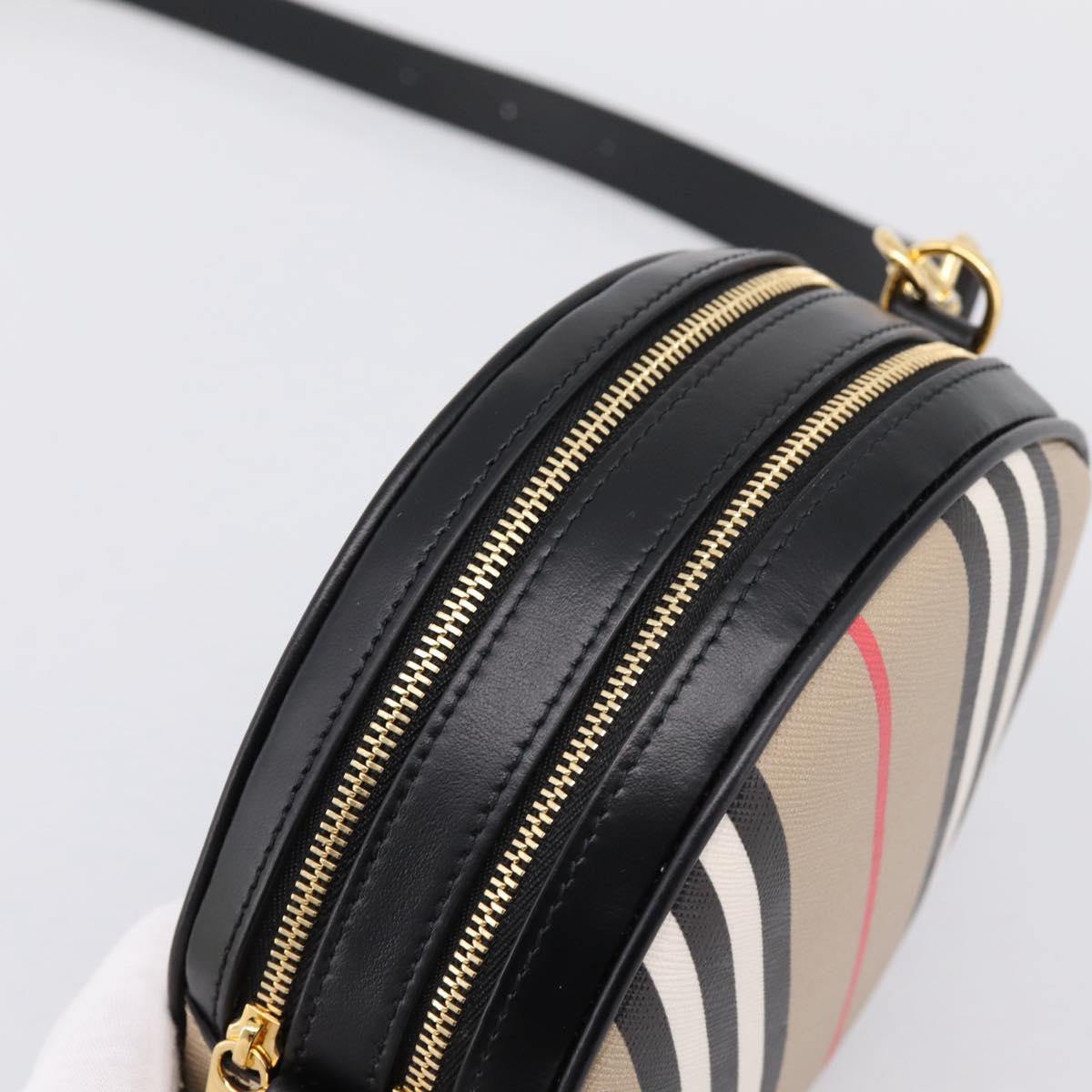 BURBERRY Nova Check Icon Stripe Louise Bag PVC 2way Beige 8051846 Auth SW2764M