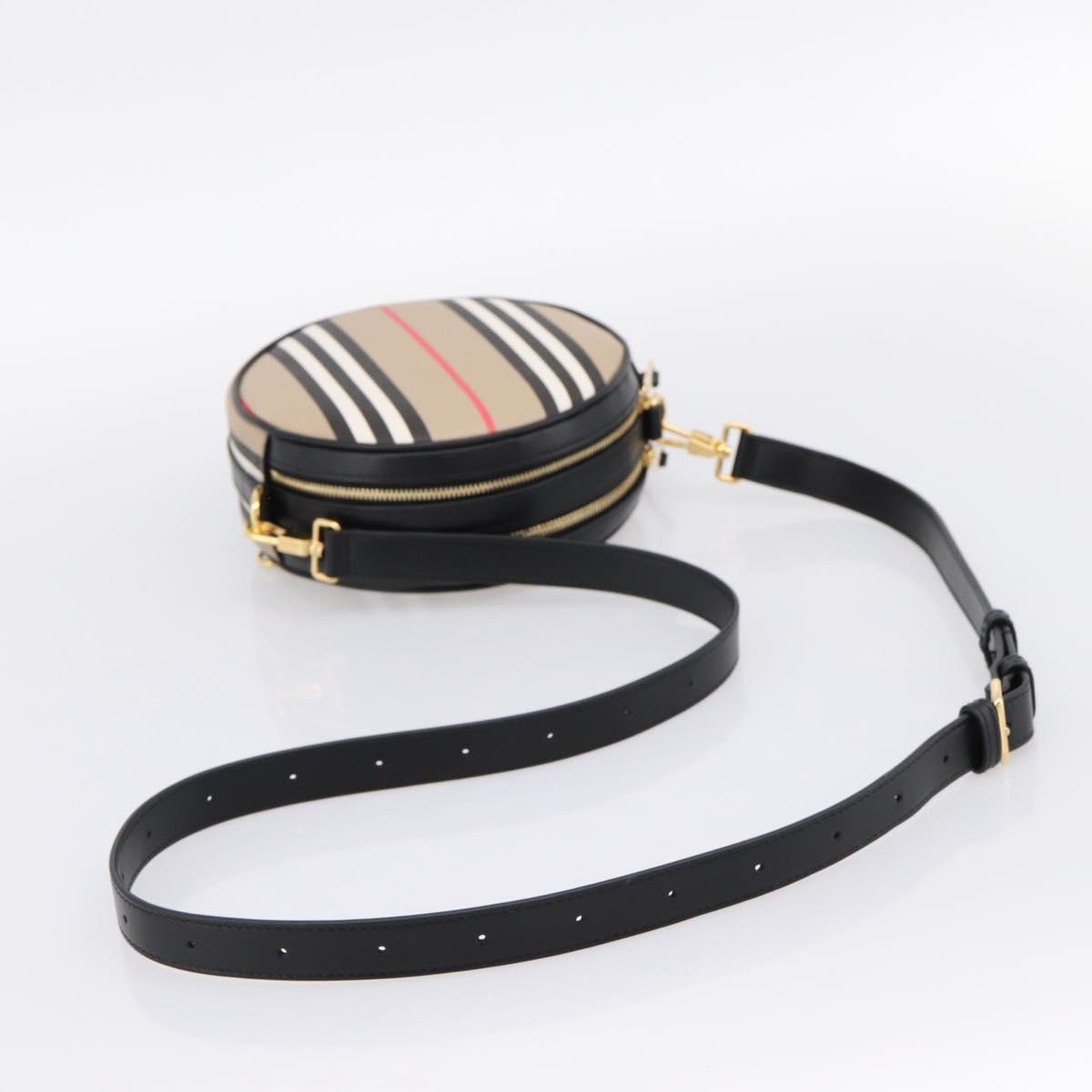 BURBERRY Nova Check Icon Stripe Louise Bag PVC 2way Beige 8051846 Auth SW2764M