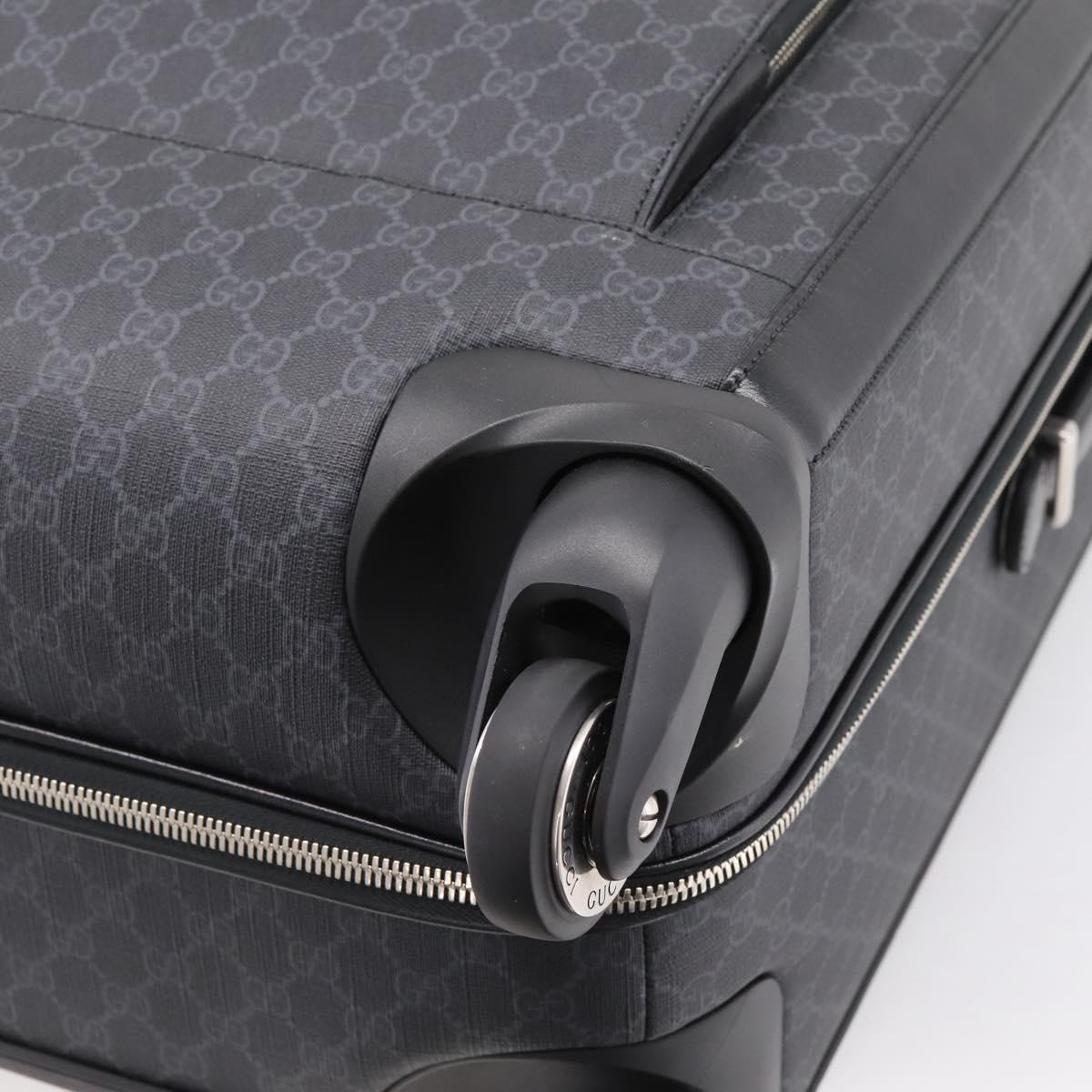GUCCI GG Supreme Large Trolley Travel Bag Carry Case PVC Black Auth SW2765SAM