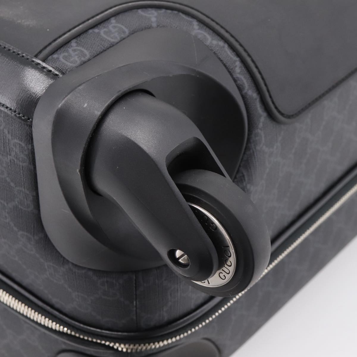 GUCCI GG Supreme Large Trolley Travel Bag Carry Case PVC Black Auth SW2765SAM