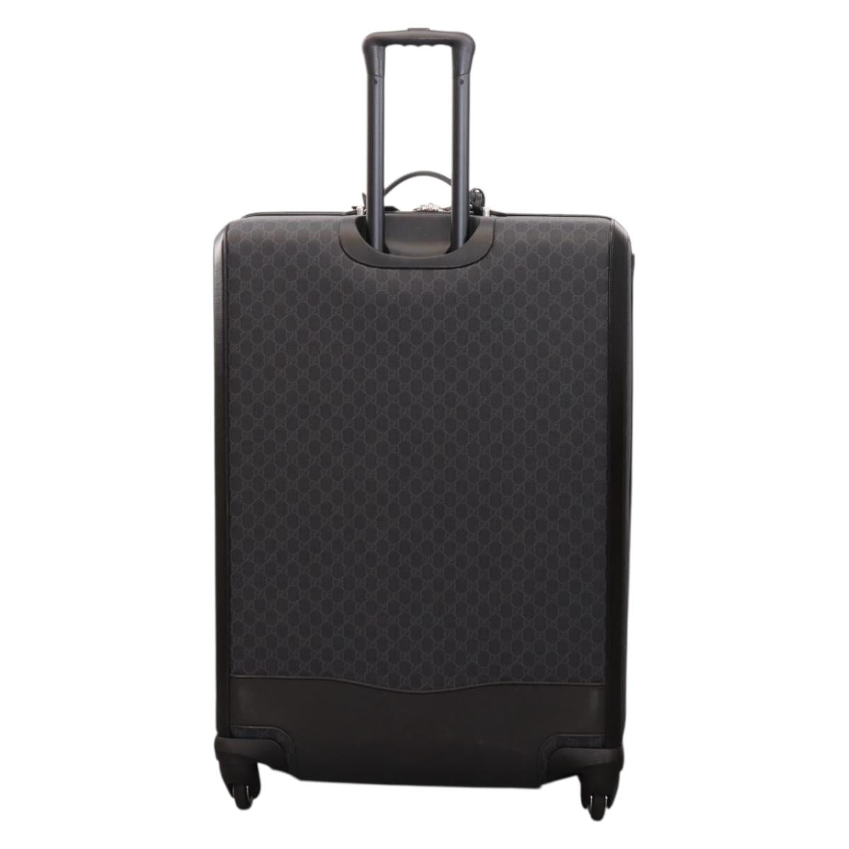GUCCI GG Supreme Large Trolley Travel Bag Carry Case PVC Black Auth SW2765SAM