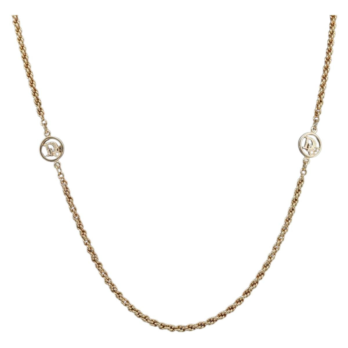 Christian Dior Necklace metal Gold Tone Auth SW2796V