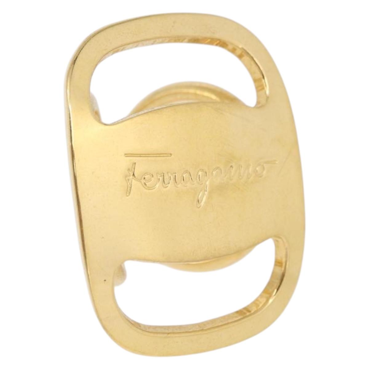 Salvatore Ferragamo Vala Scarf Ring metal Gold Auth SW2799A