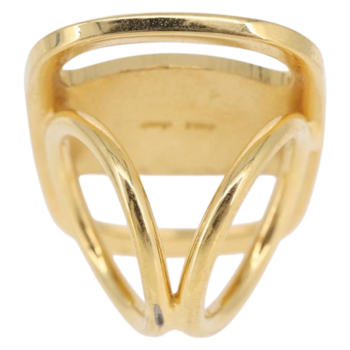 Salvatore Ferragamo Vala Scarf Ring metal Gold Auth SW2799A