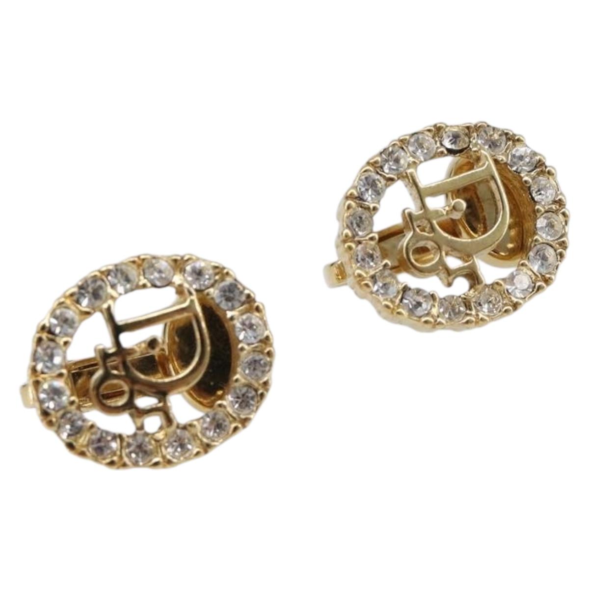 Christian Dior Earring metal Gold Tone Auth SW2806V