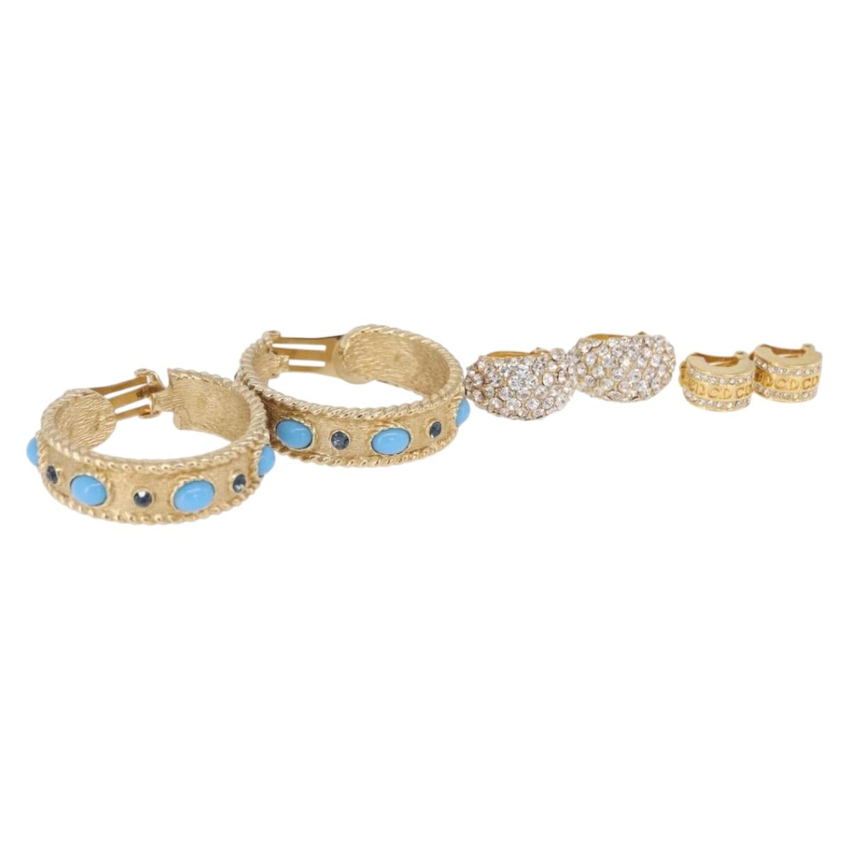 Christian Dior Earring metal 3 Set Gold Tone Auth SW2808