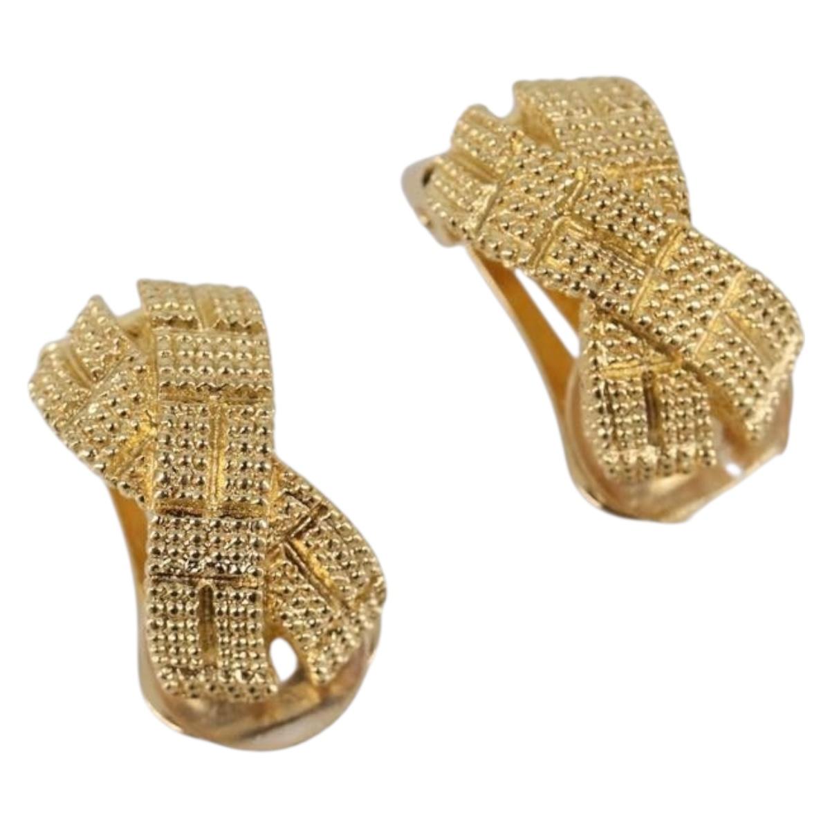 Christian Dior Earring metal Gold Tone Auth SW2809