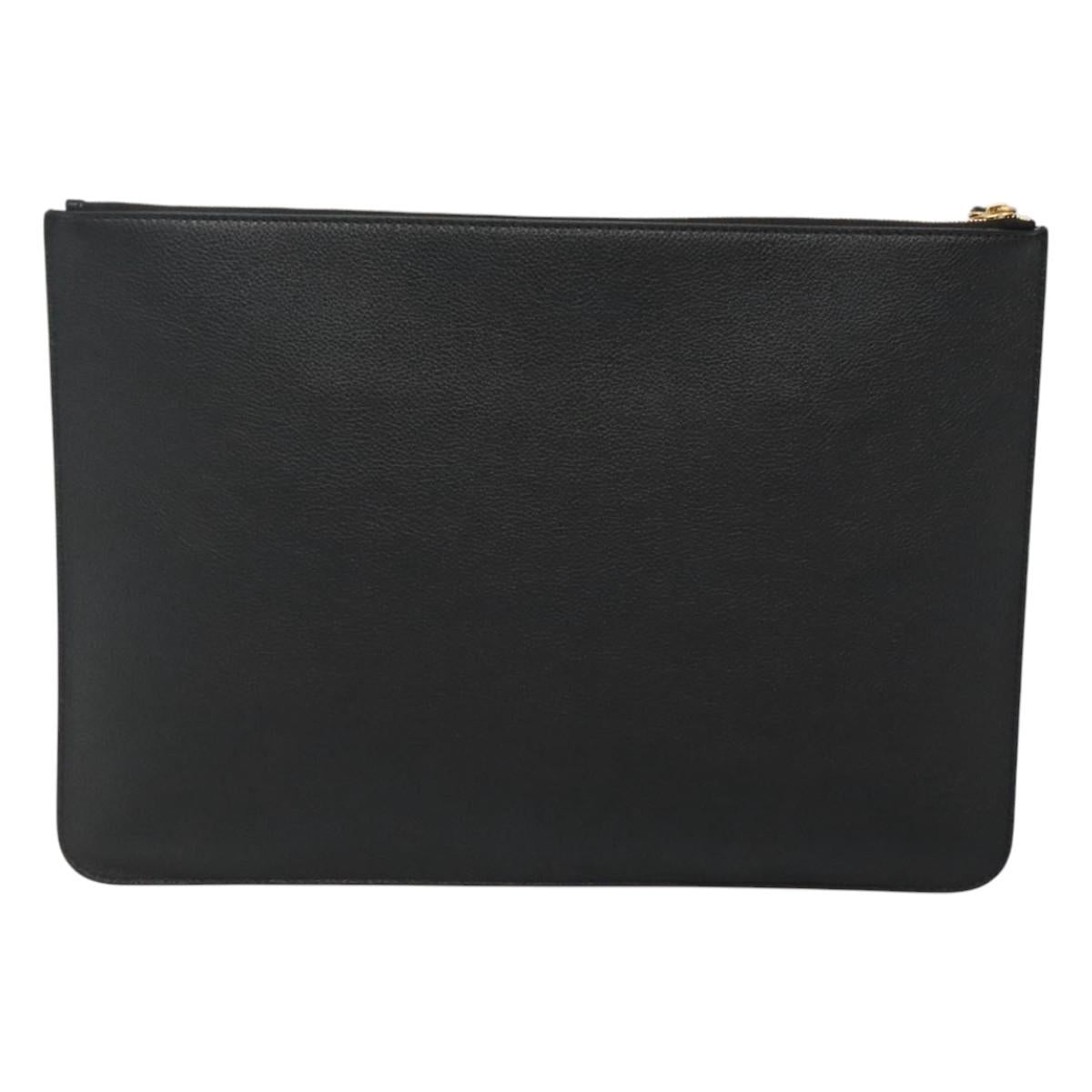 BALENCIAGA Clutch Bag Leather Black Gold 630626 Auth sw281