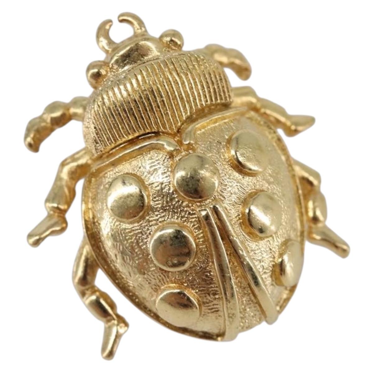 Christian Dior Ladybug Brooch metal Gold Auth SW2812