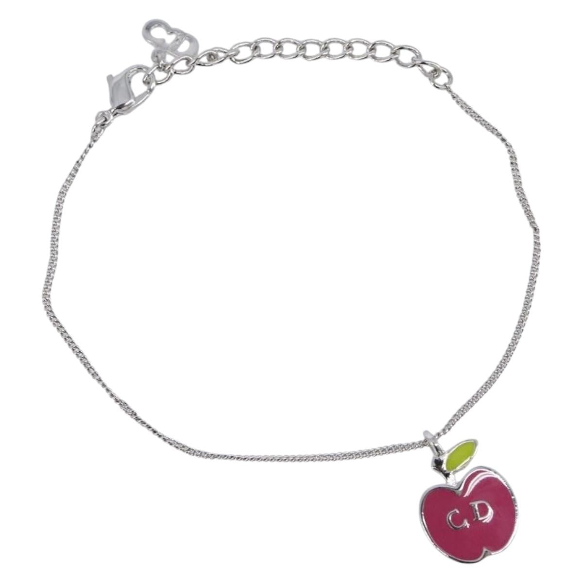 Christian Dior Apple Bracelet metal Silver Auth SW2815V