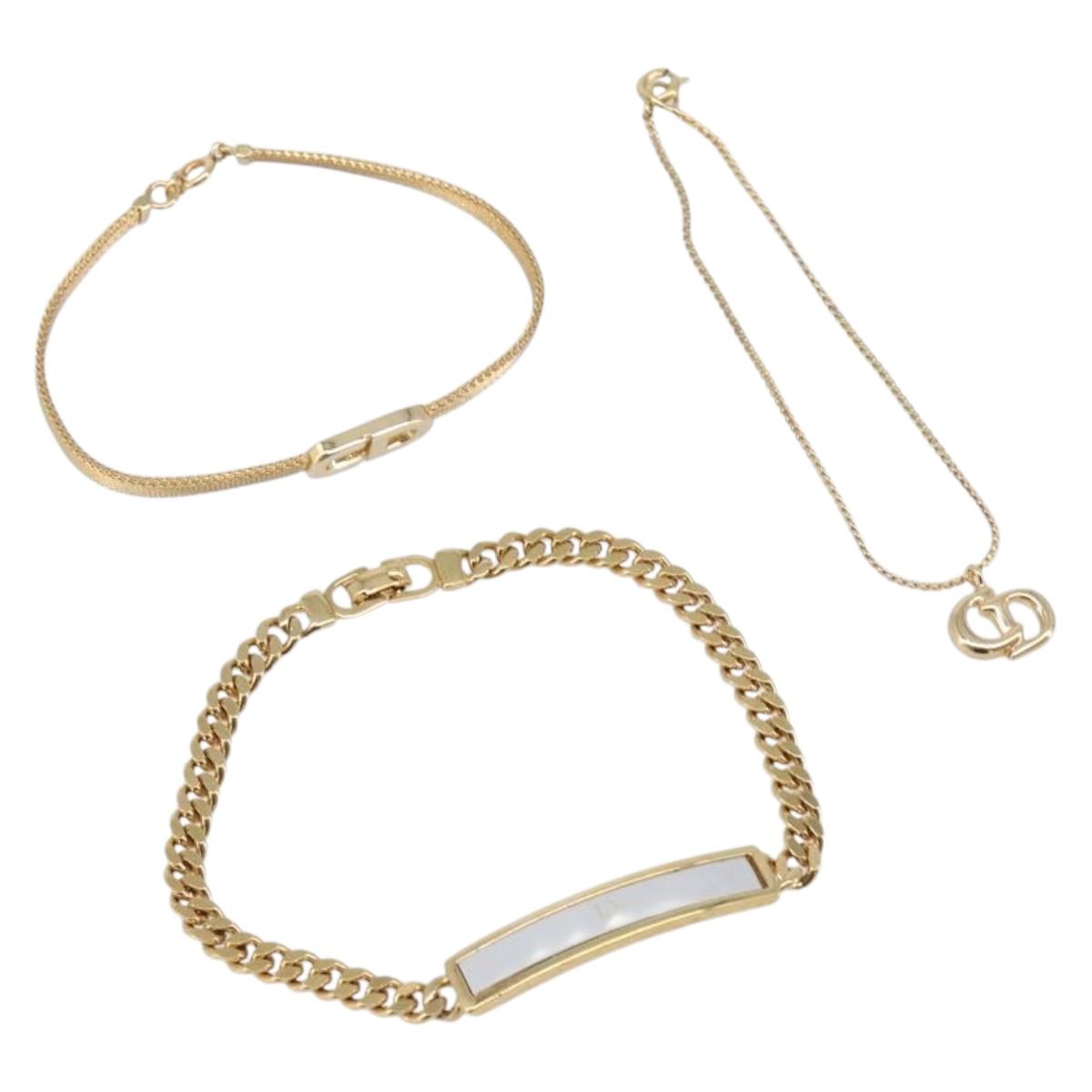 Christian Dior Bracelet metal 3 Set Gold Auth SW2817