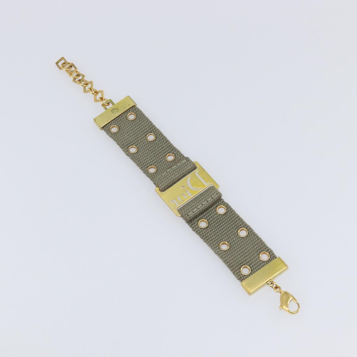 Christian Dior Bracelet Canvas Khaki Auth SW2818