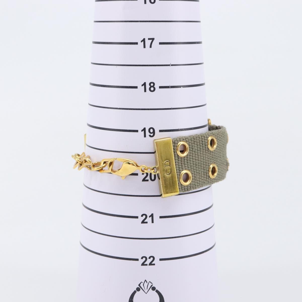 Christian Dior Bracelet Canvas Khaki Auth SW2818