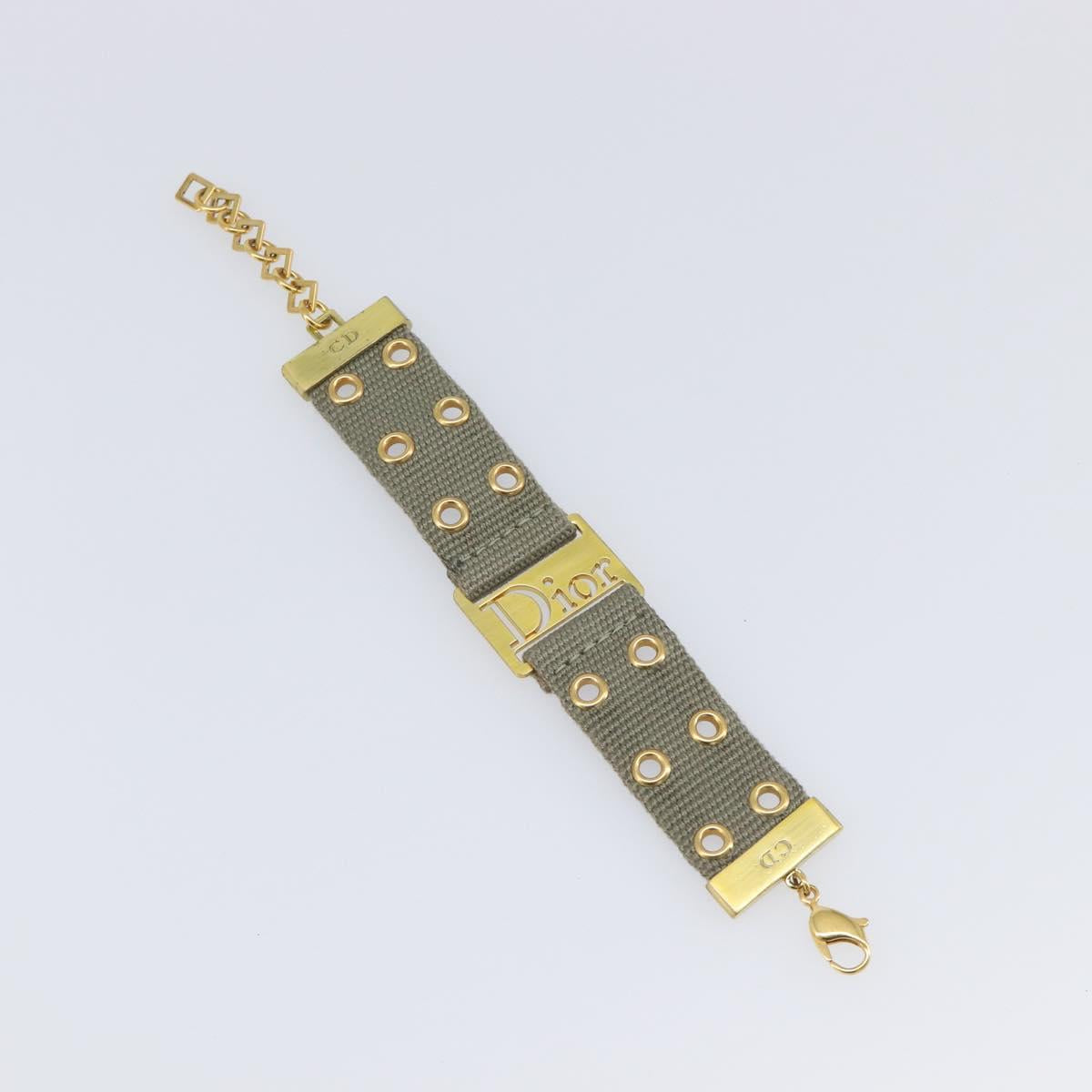 Christian Dior Bracelet Canvas Khaki Auth SW2818