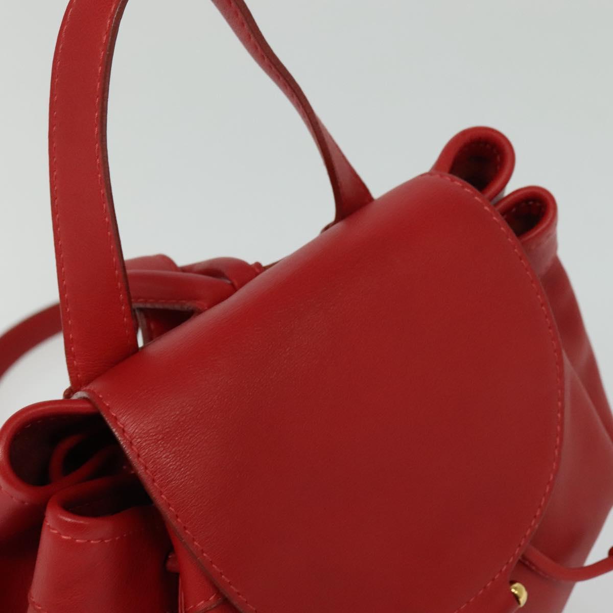 LOEWE Backpack Leather Red Gold Auth sw283