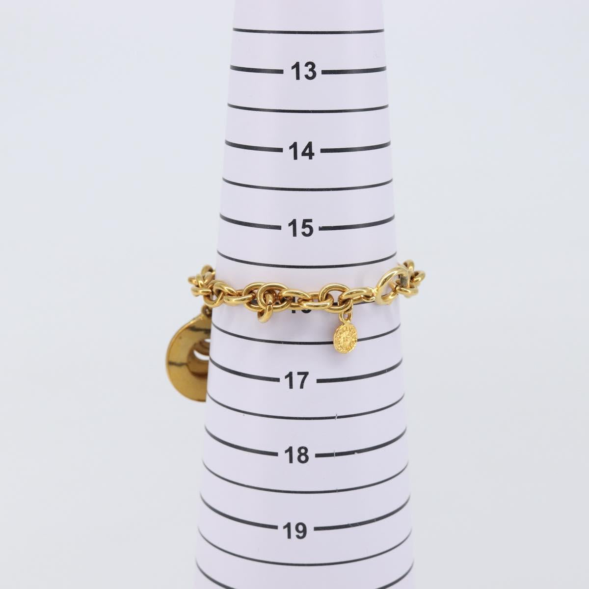 CELINE Circle Bracelet metal Gold Tone Auth SW2830