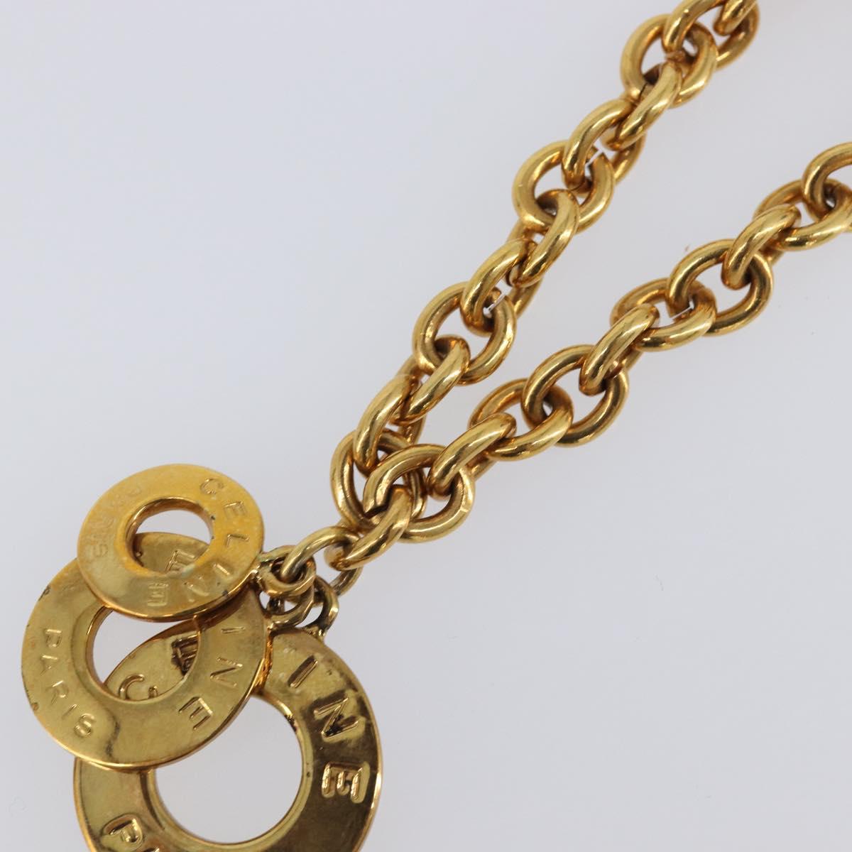 CELINE Circle Bracelet metal Gold Tone Auth SW2830
