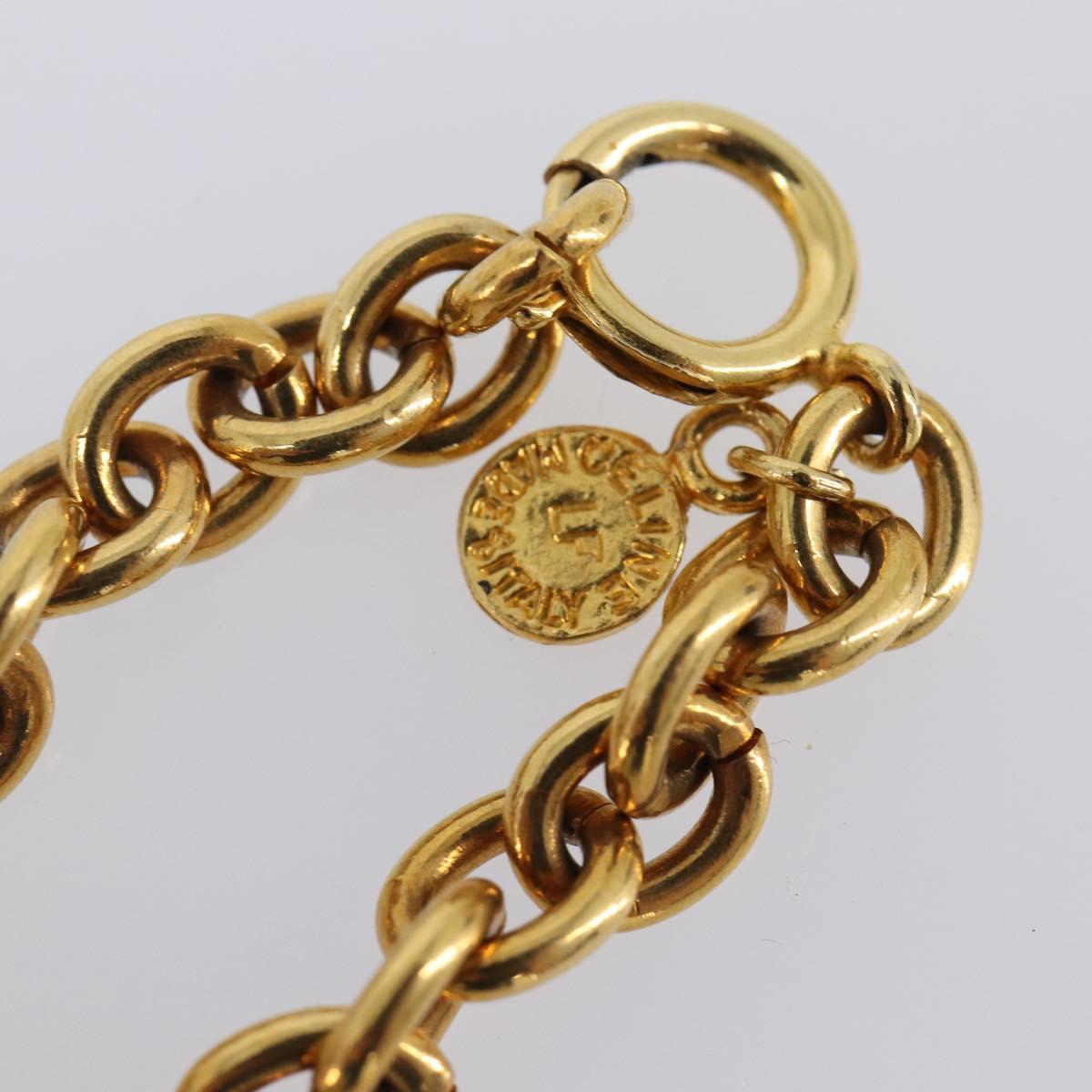 CELINE Circle Bracelet metal Gold Tone Auth SW2830