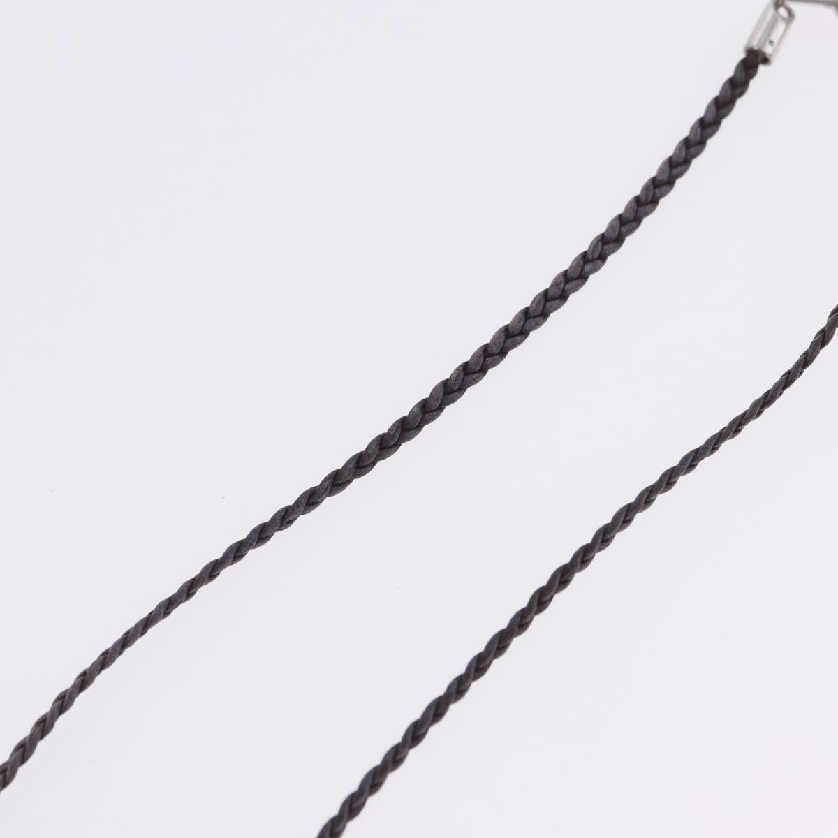 CELINE Choker Necklace Leather Brown Auth SW2831