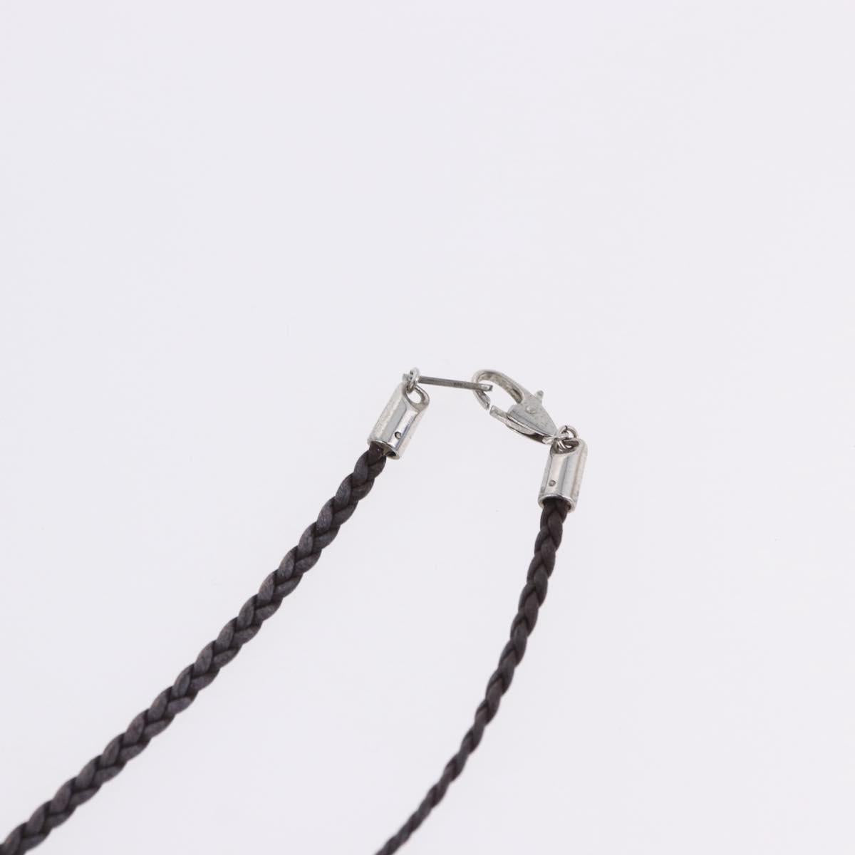 CELINE Choker Necklace Leather Brown Auth SW2831
