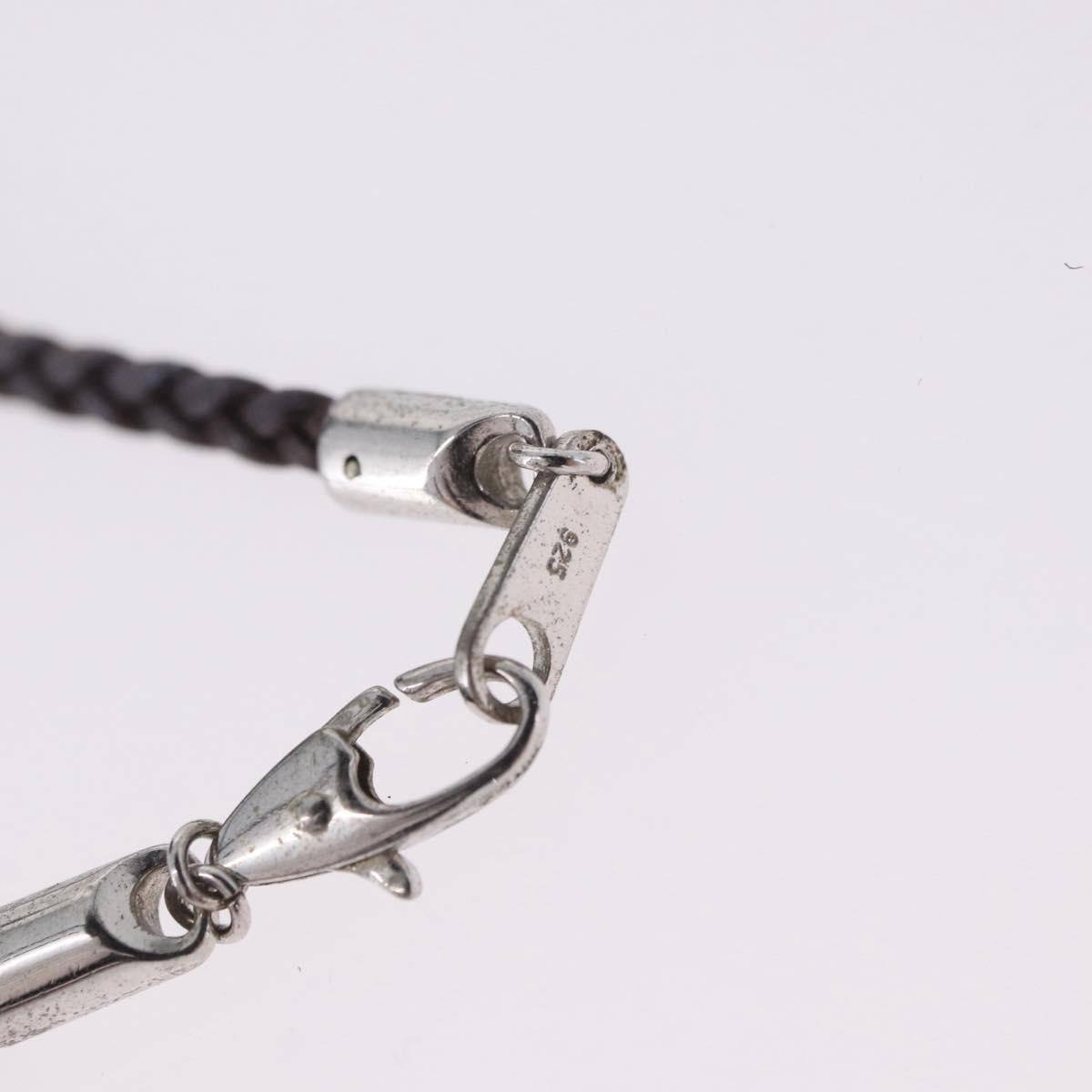 CELINE Choker Necklace Leather Brown Auth SW2831