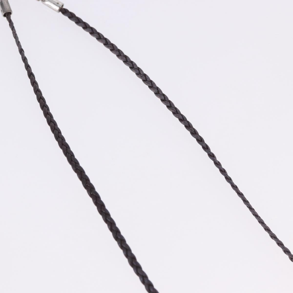 CELINE Choker Necklace Leather Brown Auth SW2831