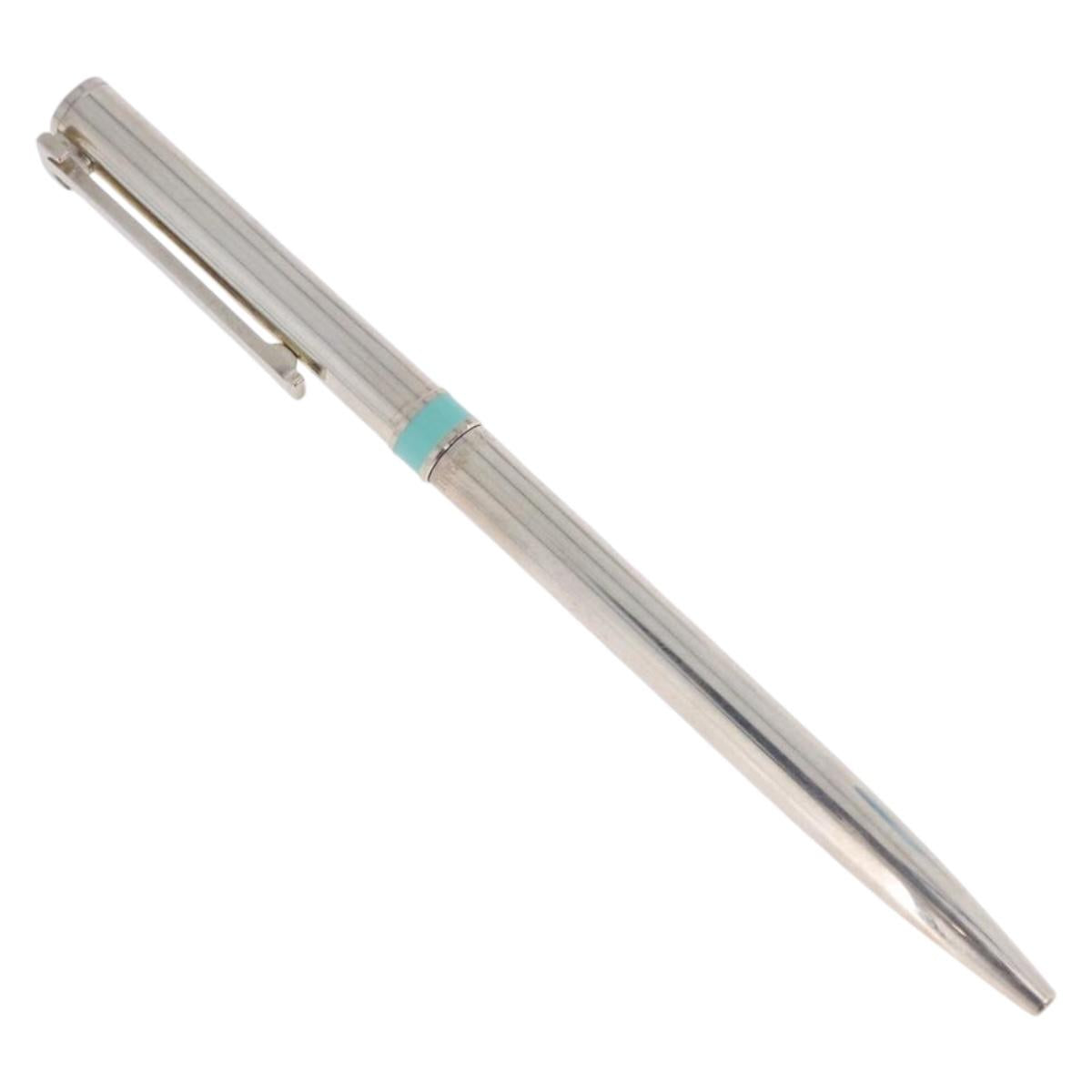 TIFFANY&Co. Ballpoint Pen metal 2 Set Silver Red Auth SW2832