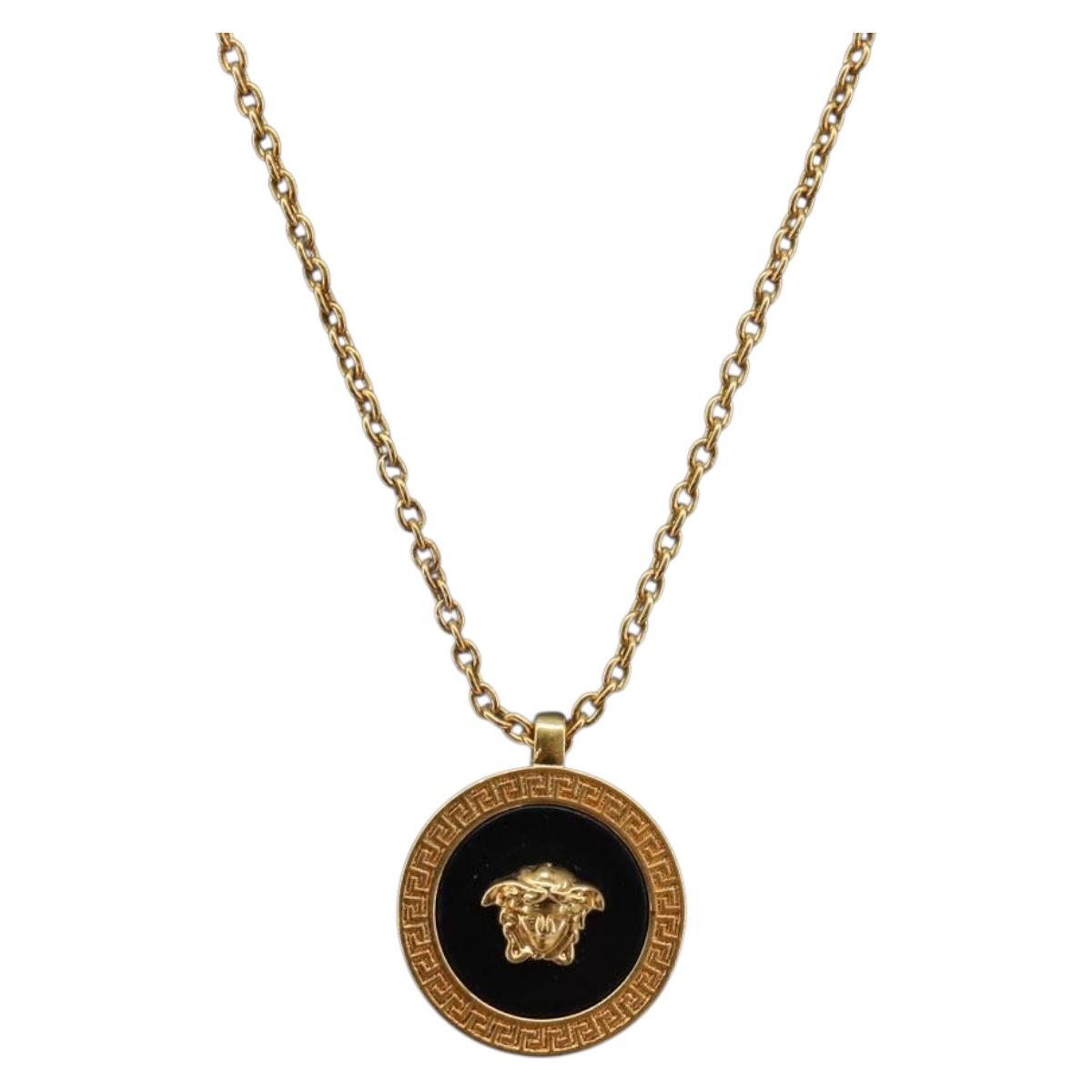 VERSACE Medusa Necklace Metal Gold Tone Auth SW2838V