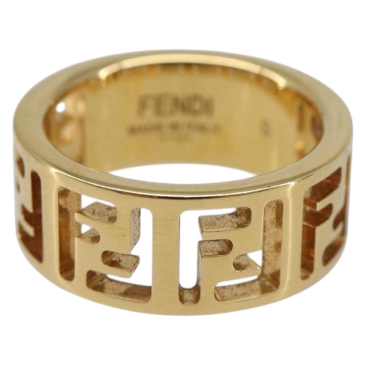 FENDI Forever Ring metal S Gold Tone #10(JP Size) Auth SW2839M
