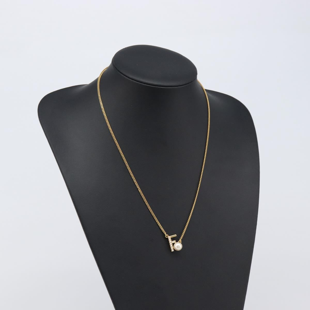 FENDI Necklace Metal Gold Tone Auth SW2840