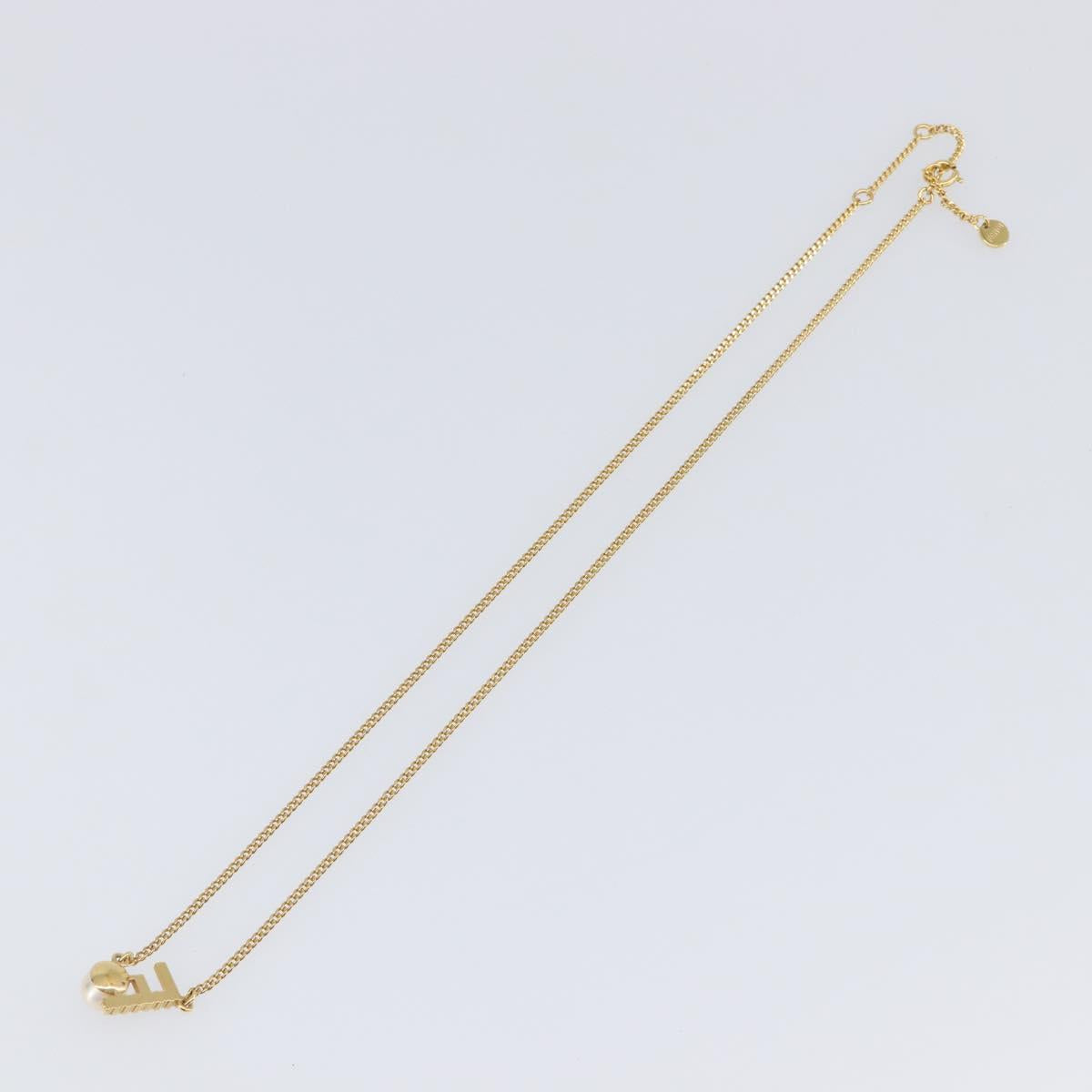 FENDI Necklace Metal Gold Tone Auth SW2840