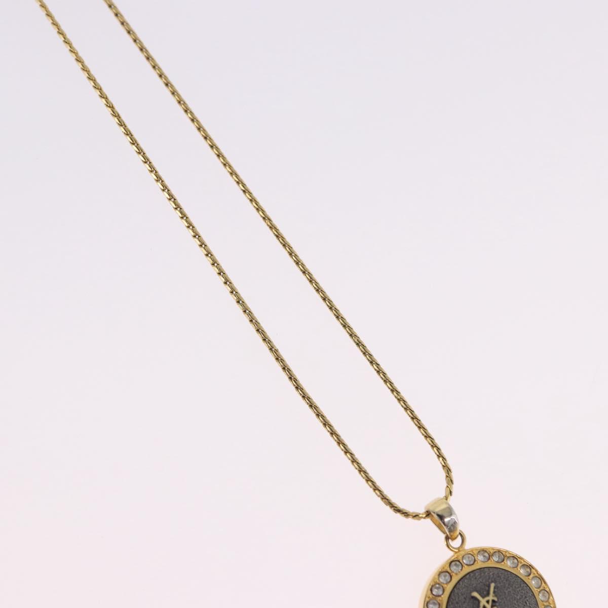 SAINT LAURENT Necklace Metal Gold Tone Auth SW2843