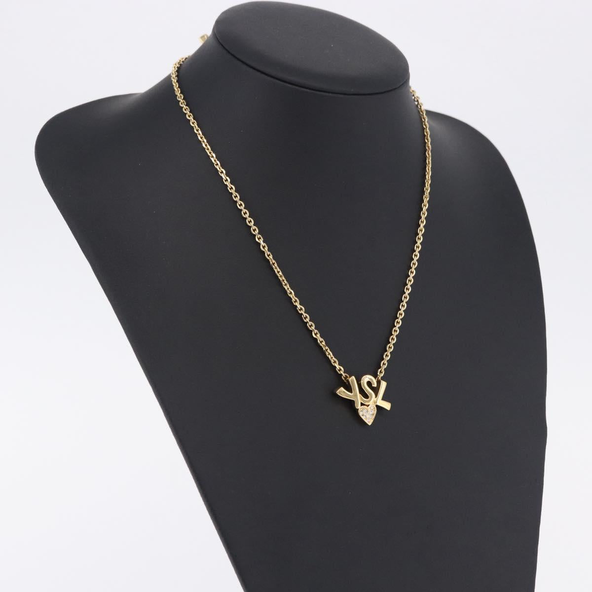 SAINT LAURENT Necklace Metal Gold Tone Auth SW2844V