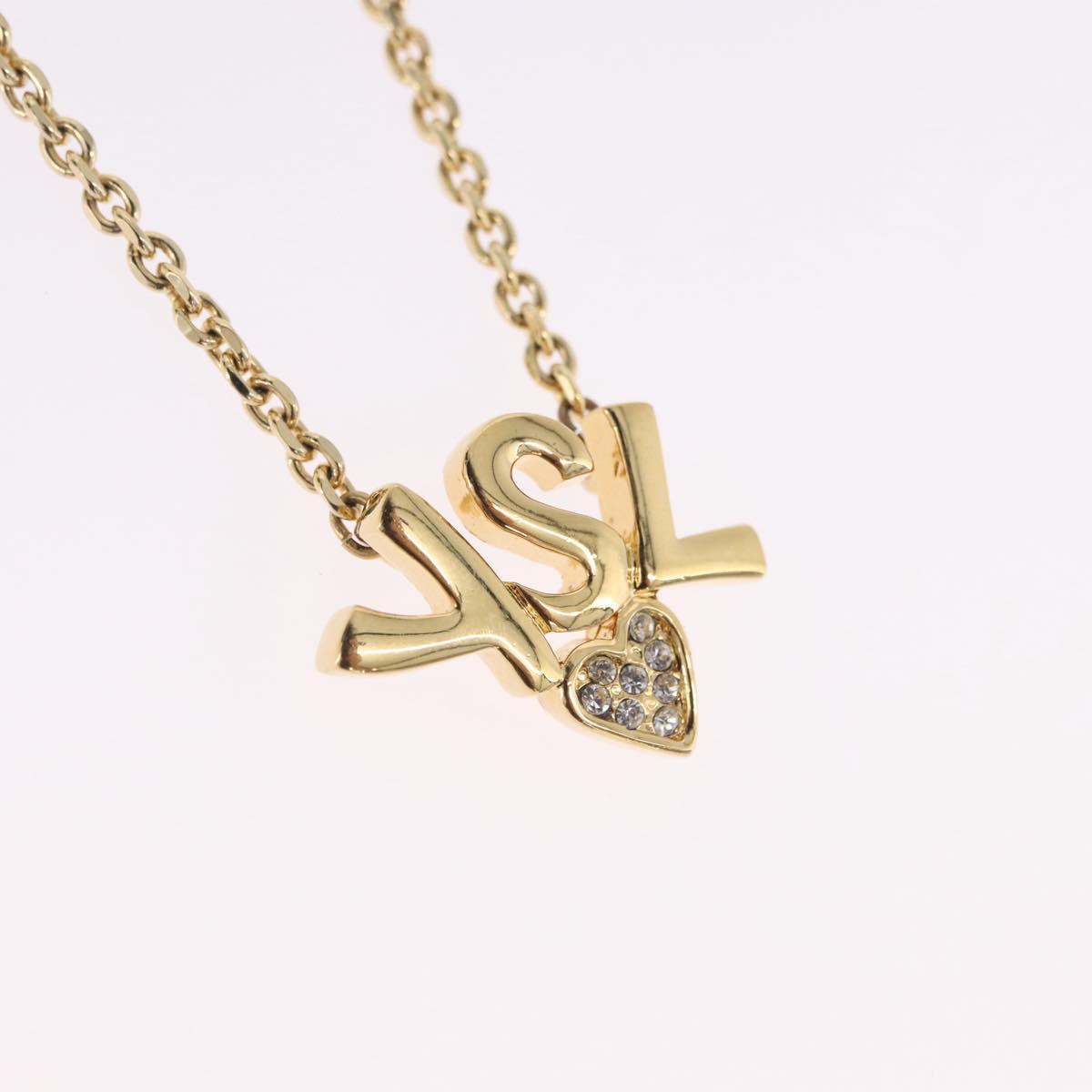SAINT LAURENT Necklace Metal Gold Tone Auth SW2844V