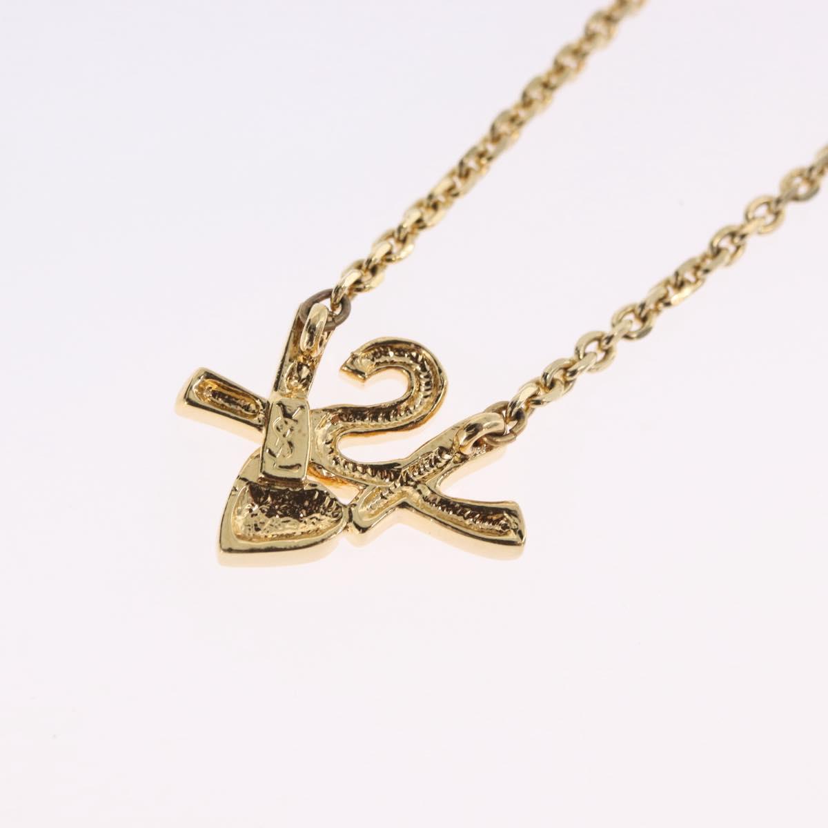 SAINT LAURENT Necklace Metal Gold Tone Auth SW2844V