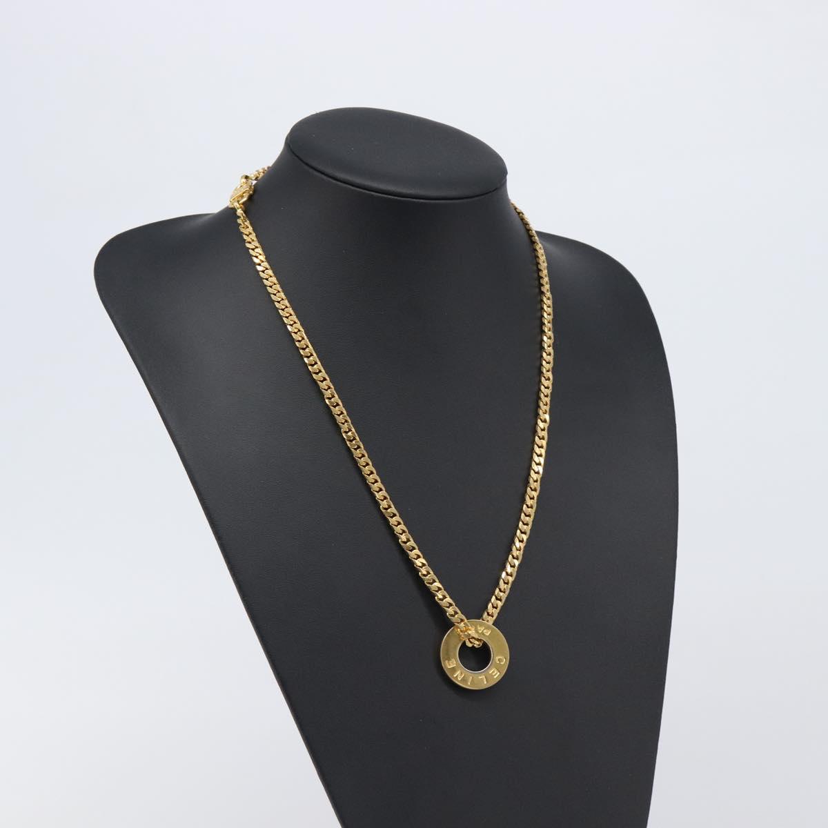 CELINE Necklace Metal Gold Auth SW2846