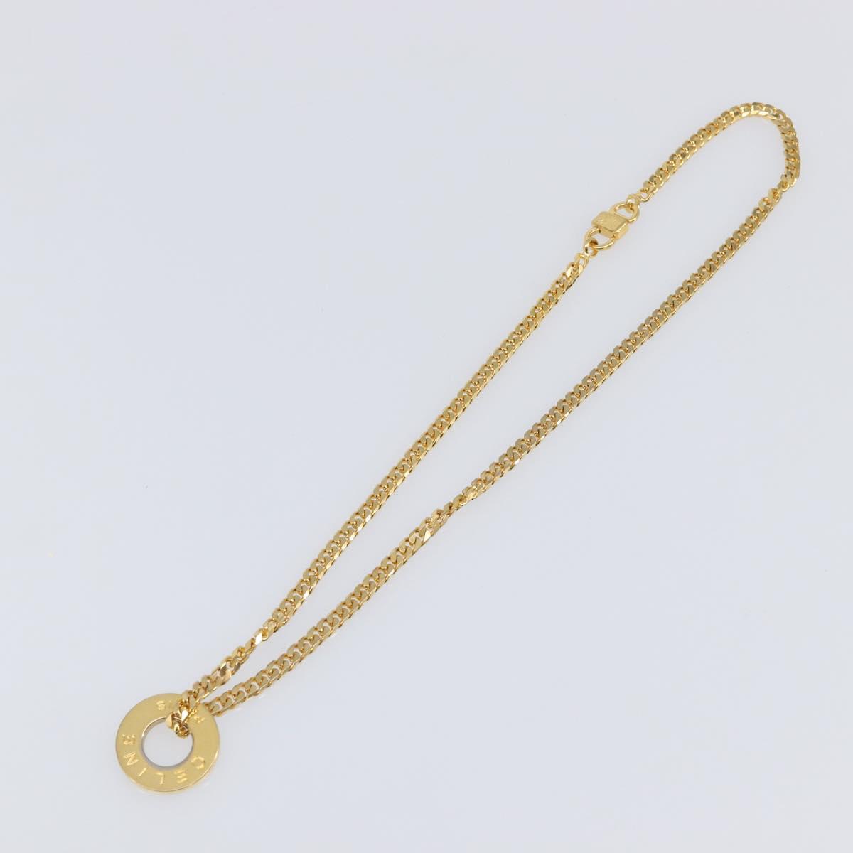 CELINE Necklace Metal Gold Auth SW2846
