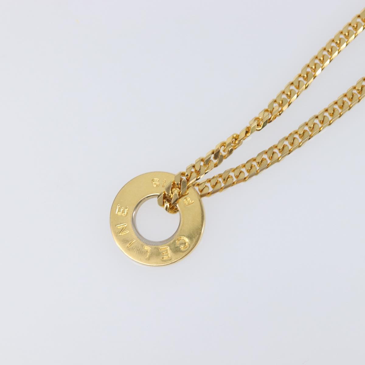 CELINE Necklace Metal Gold Auth SW2846