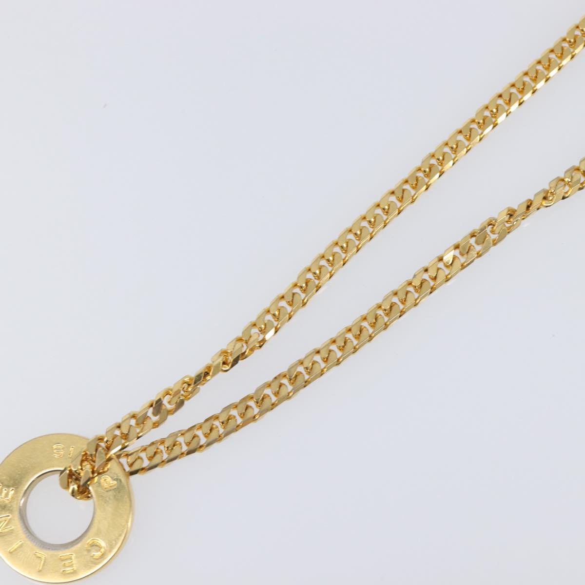CELINE Necklace Metal Gold Auth SW2846