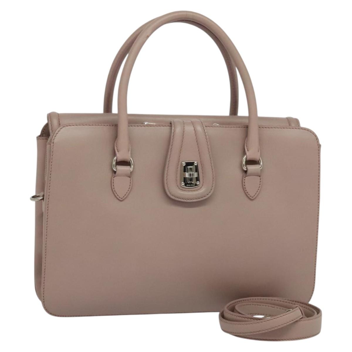 Miu Miu Hand Bag Leather 2way Pink Silver Auth sw284A