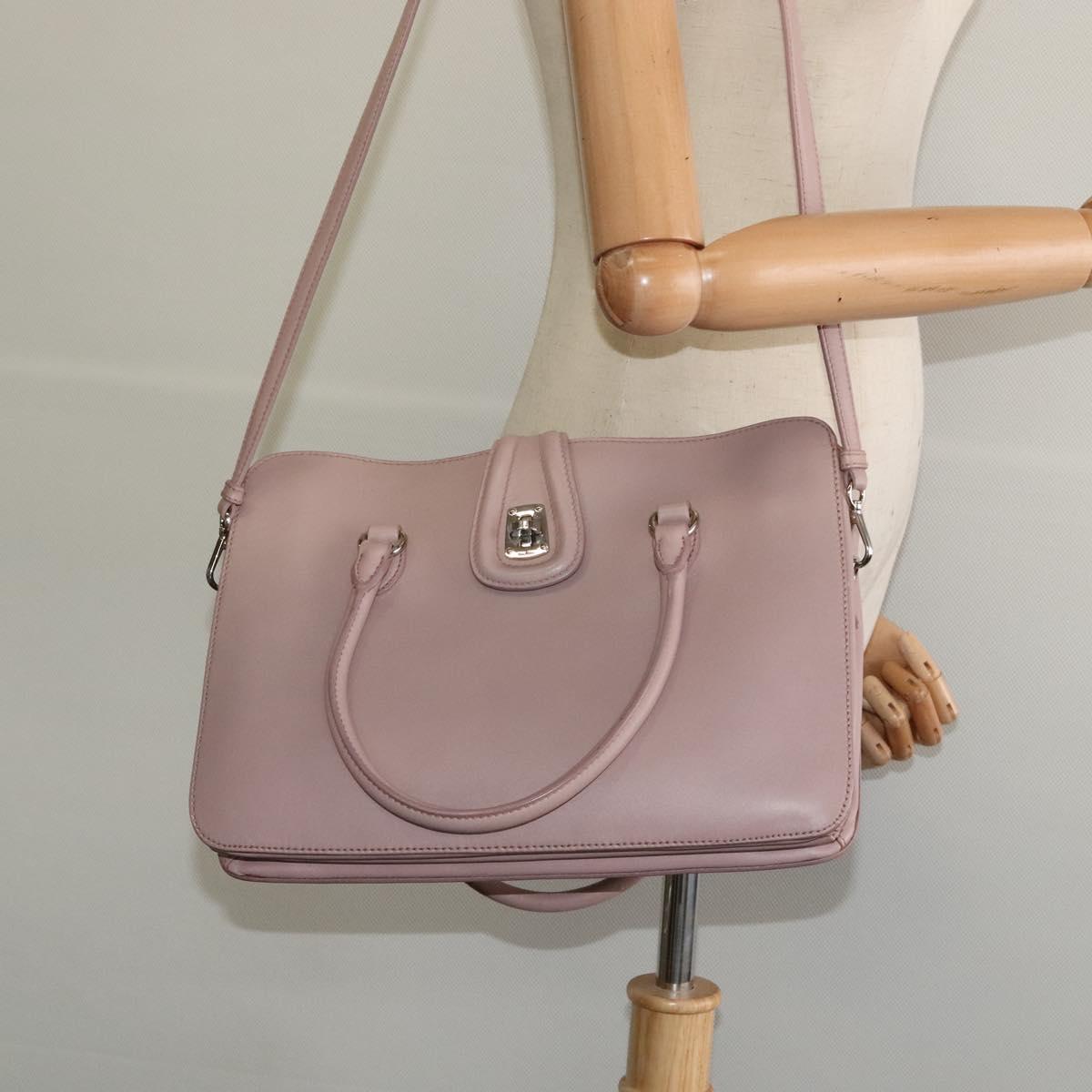 Miu Miu Hand Bag Leather 2way Pink Silver Auth sw284A