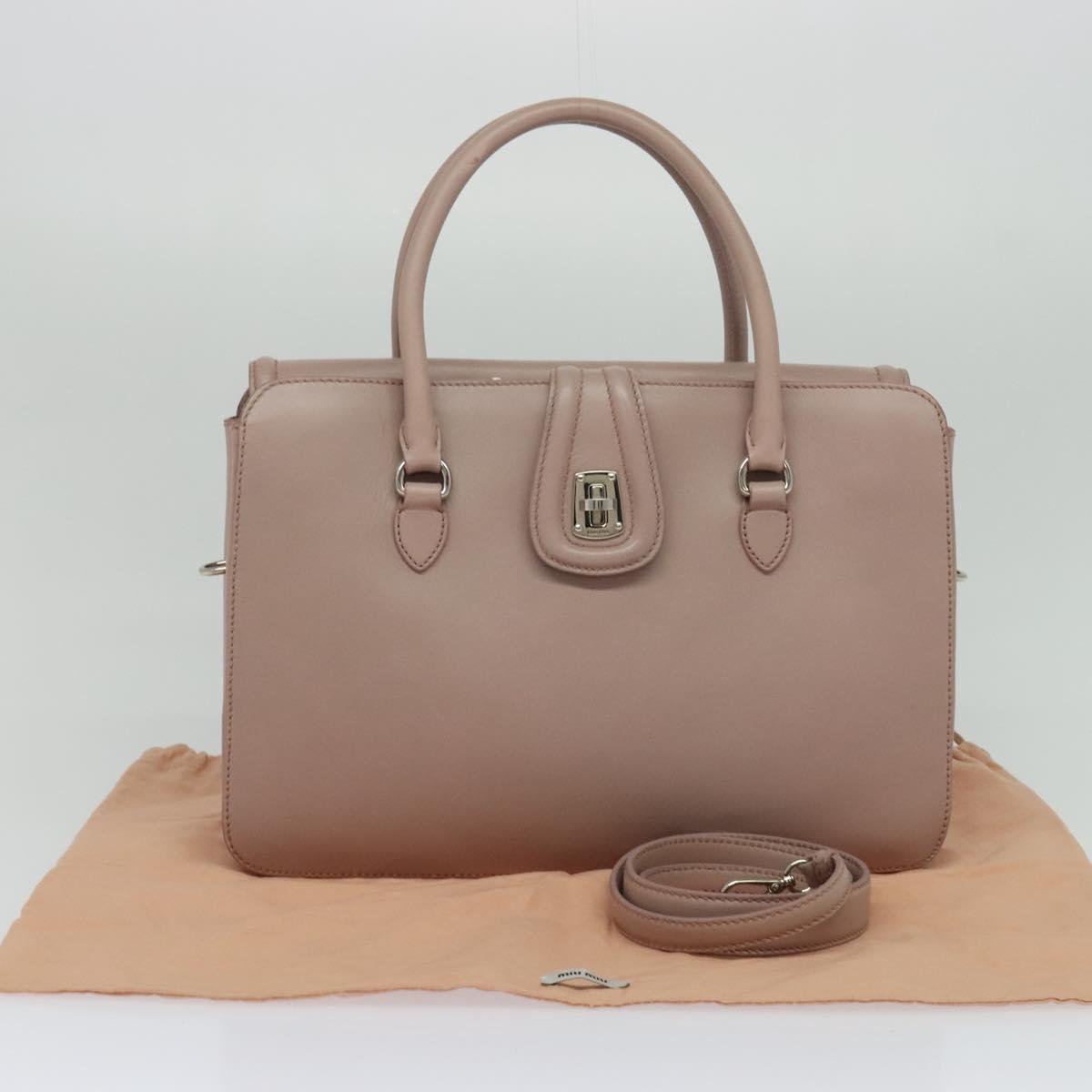Miu Miu Hand Bag Leather 2way Pink Silver Auth sw284A