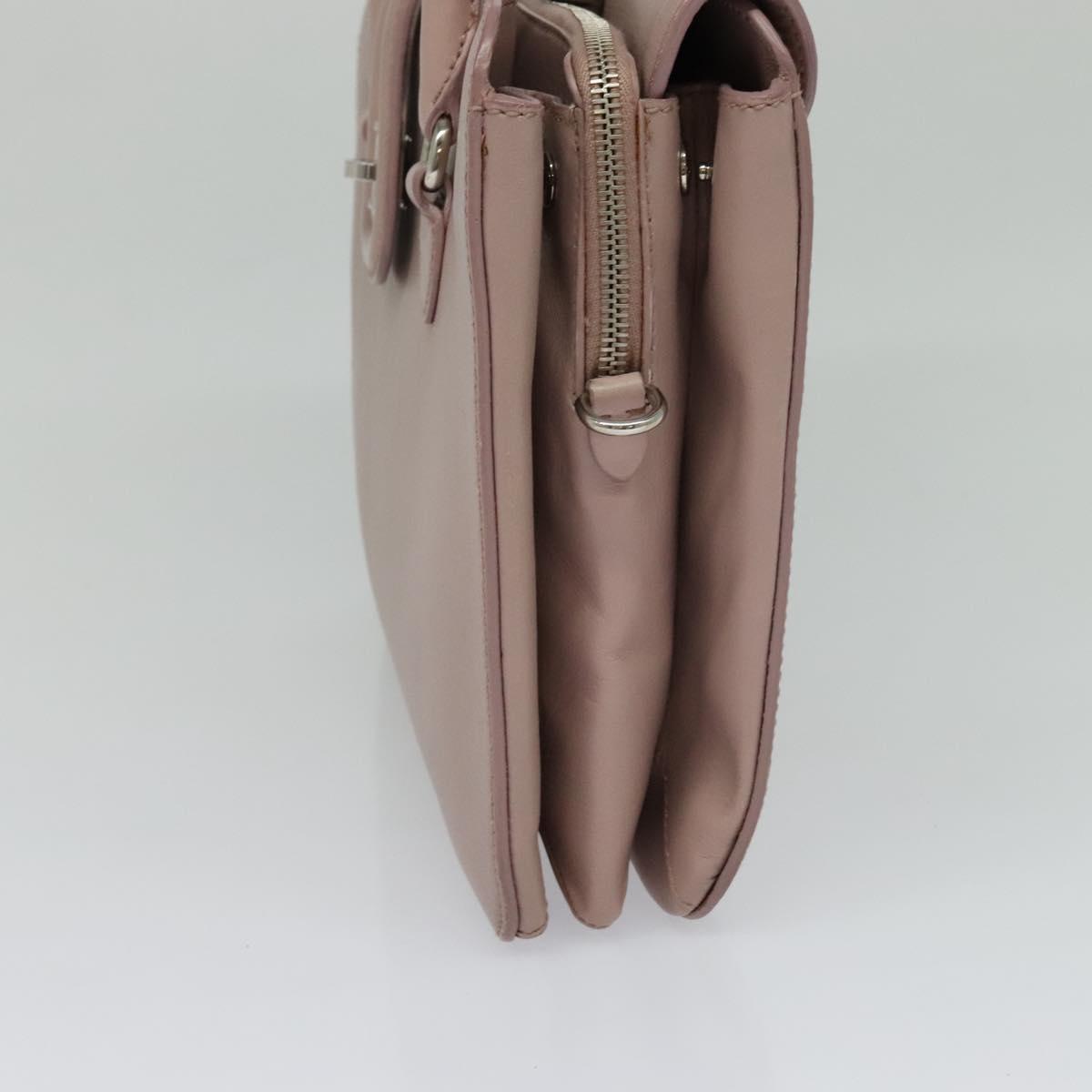 Miu Miu Hand Bag Leather 2way Pink Silver Auth sw284V