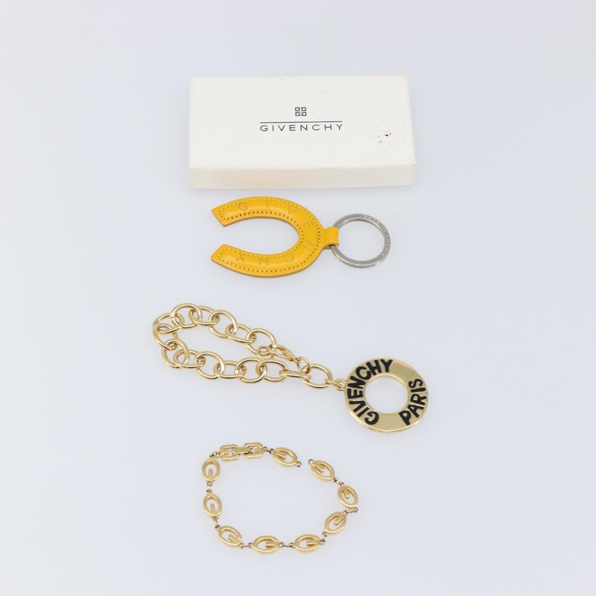 GIVENCHY Bracelet Metal 3 Set Gold Tone Orange Auth SW2853