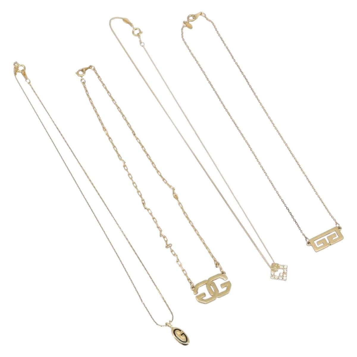 GIVENCHY Necklace Metal 4 Set Gold Tone Auth SW2855