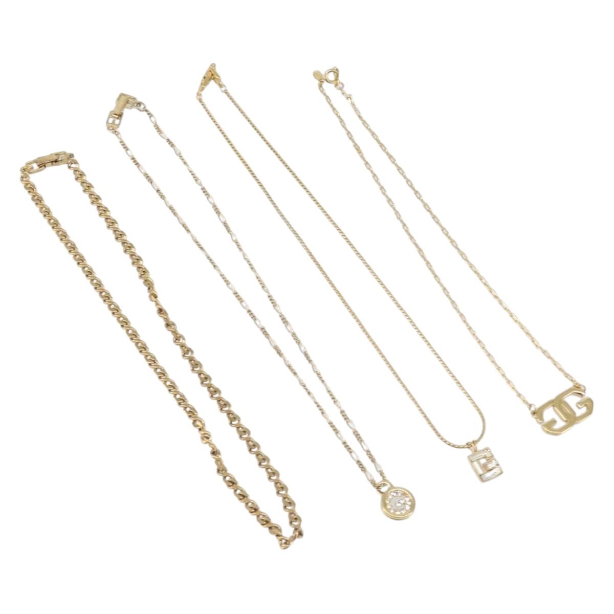 GIVENCHY Necklace Metal 4 Set Gold Tone Auth SW2857