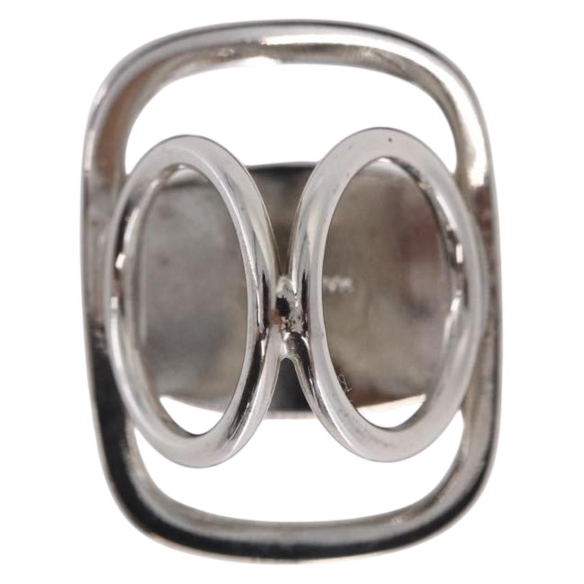 Salvatore Ferragamo Vala Scarf Ring Metal Silver Auth SW2860V